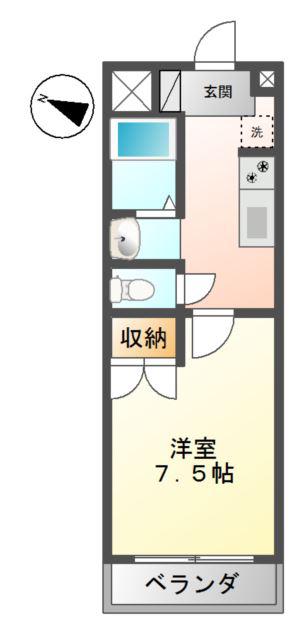 ソレイユ・エス(1K/2階)の間取り写真