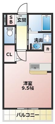 アメニティー東住吉(ワンルーム/1階)の間取り写真
