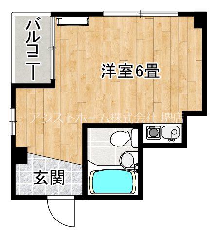 フェリシティ堺東(ワンルーム/3階)の間取り写真