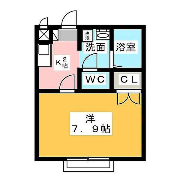 アンプルール ブワ 虹(1K/1階)の間取り写真