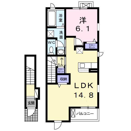 エスペランサ II(1LDK/2階)の間取り写真
