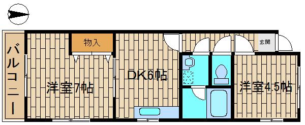 三上ビル(2DK/3階)の間取り写真