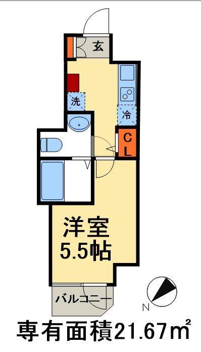 GENOVIA 西千葉(1K/6階)の間取り写真