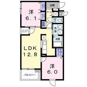 アルカディアII(2LDK/4階)の間取り写真