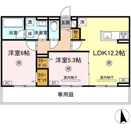 CHOUETTE(2LDK/1階)の間取り写真