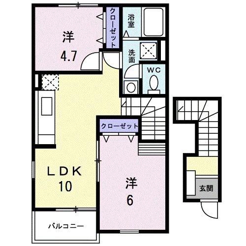 コータ・コートイデB(2LDK/2階)の間取り写真