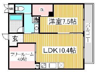 プリオーレリベルタ(1LDK/3階)の間取り写真