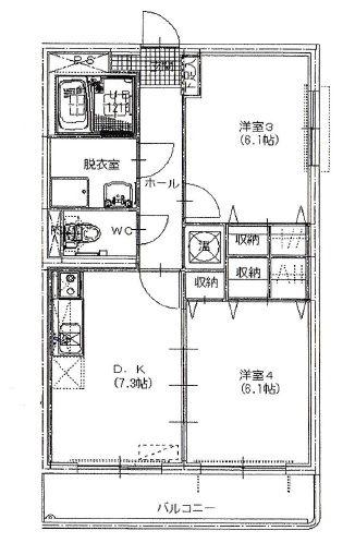 ブレイン新田(2DK/1階)の間取り写真