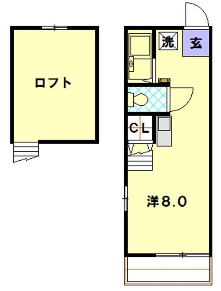 プラムハイツ(ワンルーム/2階)の間取り写真