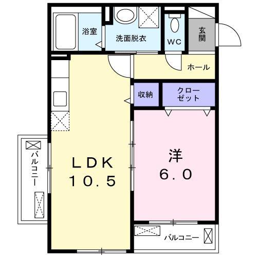 モーションブルー・K(1LDK/2階)の間取り写真