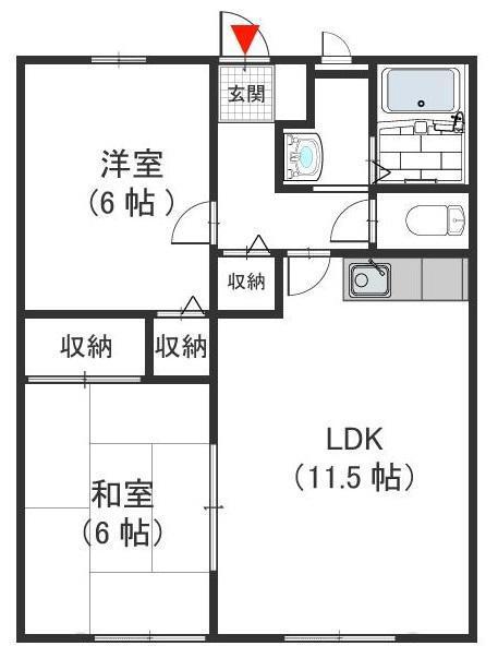 オレンジハイツ(2LDK/1階)の間取り写真