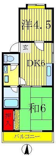 グリーンヒルズ新松戸(2DK/4階)の間取り写真