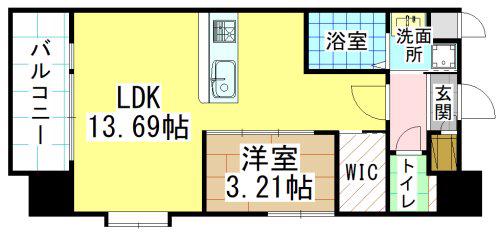 ハイネス徳力(1LDK/2階)の間取り写真