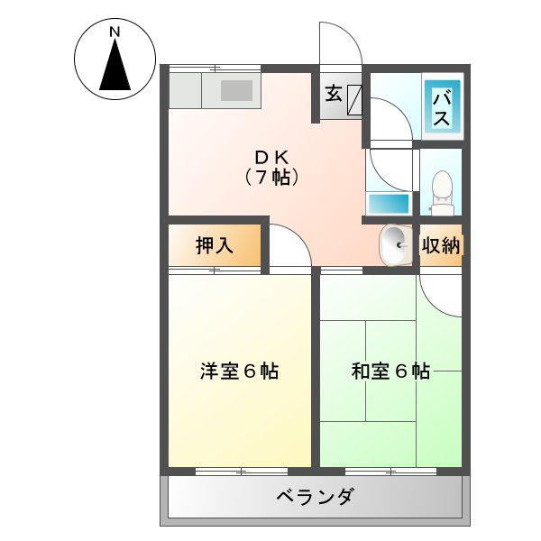 コーポデルタIII(2DK/1階)の間取り写真
