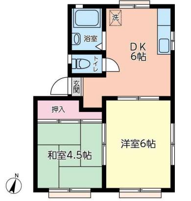 阿王ヶ台ハイツ(2DK/1階)の間取り写真