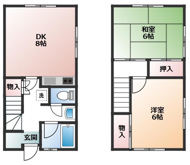 メイプルK(2DK/1階)の間取り写真