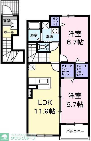 スタニングプレイスIII(2LDK/2階)の間取り写真