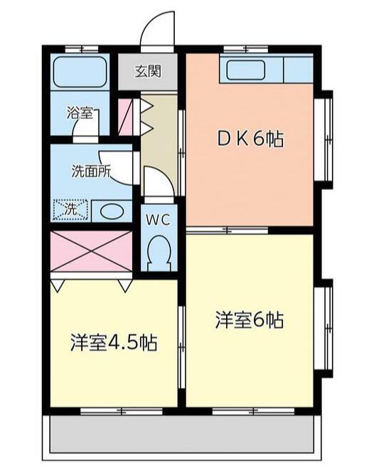 エトワールI(2DK/2階)の間取り写真