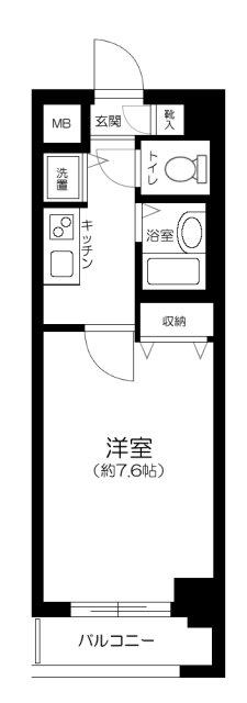 グランド・ガーラ西麻布(1K/3階)の間取り写真