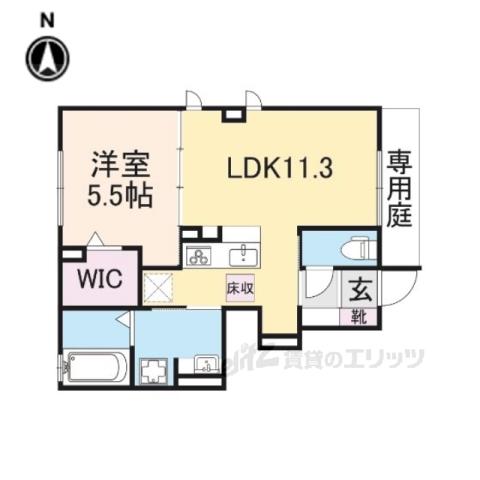 プラムコート大安寺A棟(1LDK/1階)の間取り写真