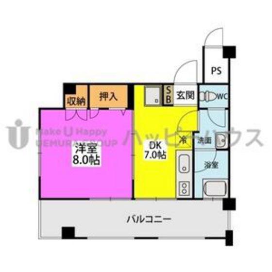 コーポミハラ(1DK/3階)の間取り写真