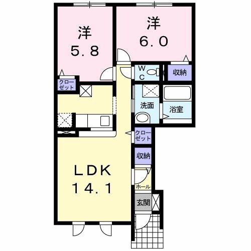 グランシャリオ(2LDK/1階)の間取り写真