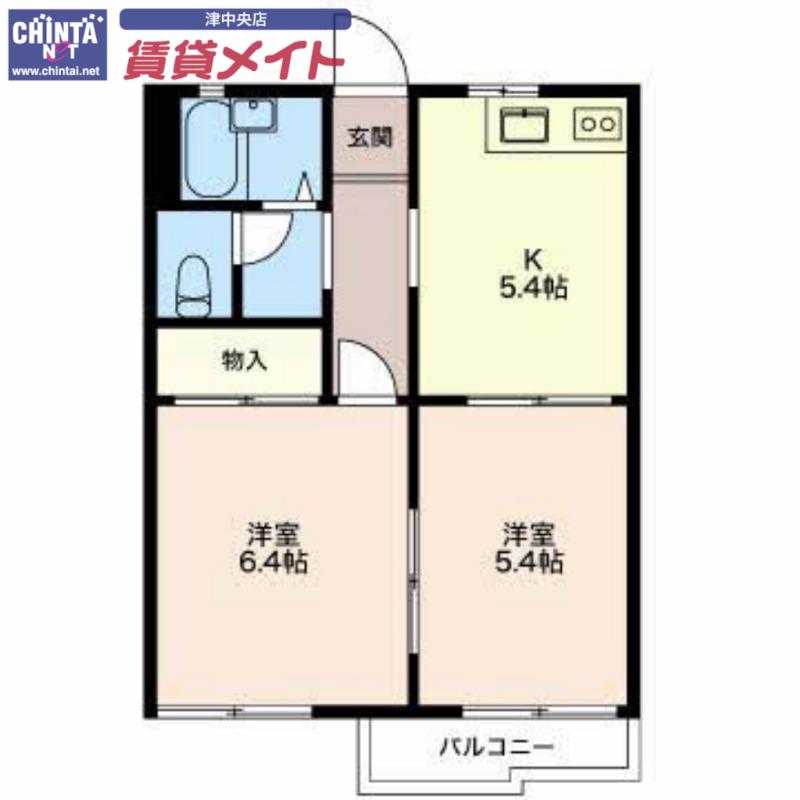 ファインフラッツI(2K/2階)の間取り写真