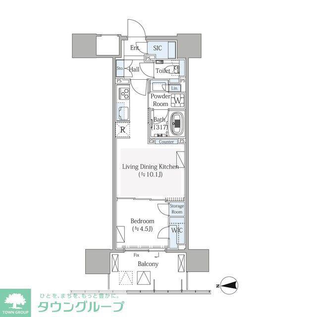 グランドシティタワー月島(1LDK/13階)の間取り写真