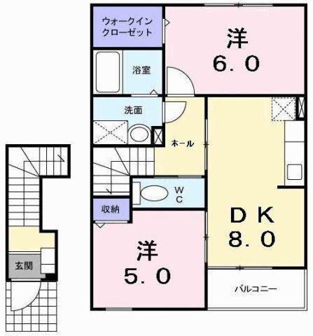 ベル シャトーIII(2DK/2階)の間取り写真