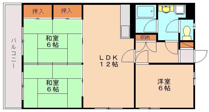 グレイス若久中央(3LDK/5階)の間取り写真