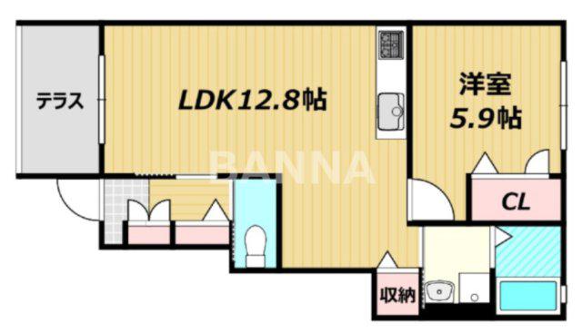 グランハイム(1LDK/1階)の間取り写真