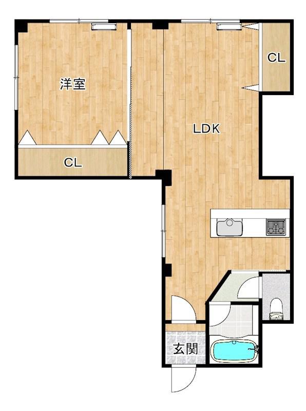 エクシード堺(1LDK/3階)の間取り写真
