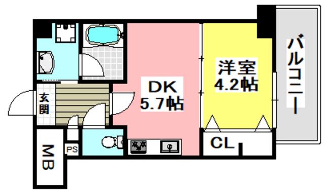 サンセール吹田(1DK/8階)の間取り写真
