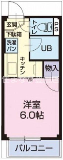 SURPLUS ONE 苗座(1K/1階)の間取り写真