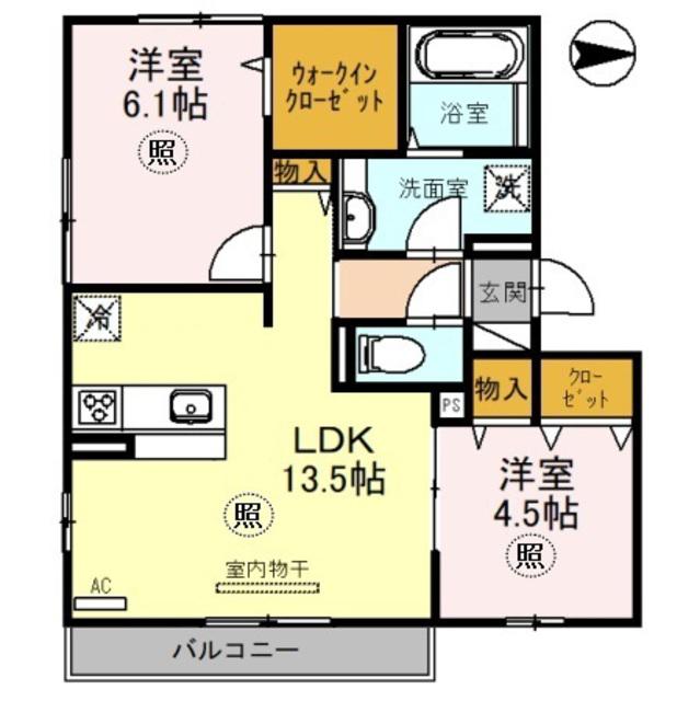 ラ・ヴェール鈴蘭(2LDK/1階)の間取り写真