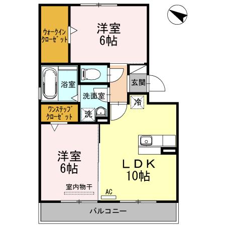 プリーズ錦(2LDK/3階)の間取り写真