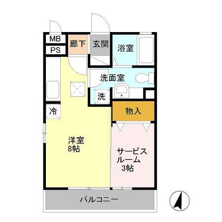 ルミエール(1LDK/1階)の間取り写真
