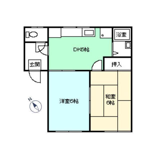 コーポ高木(2DK/1階)の間取り写真