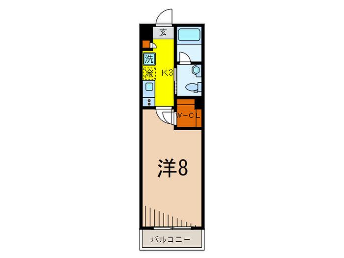 ベルフェリーク西小山(1K/1階)の間取り写真