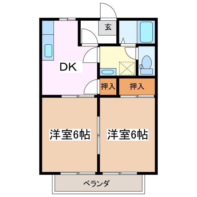 サンパークA(2DK/1階)の間取り写真