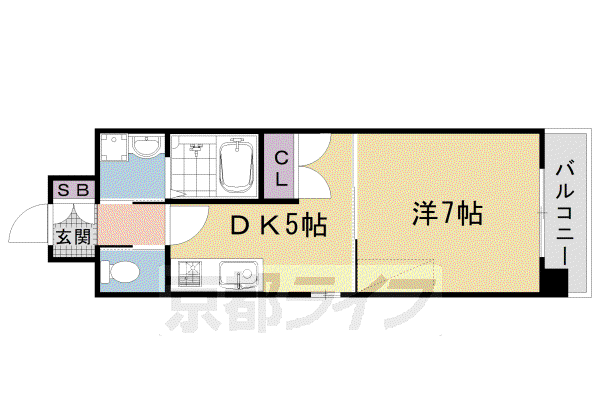 レジディア京都壬生(1DK/5階)の間取り写真