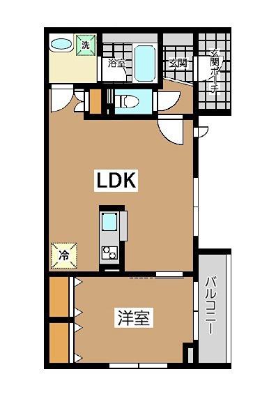 三の坂ハウス(1LDK/1階)の間取り写真
