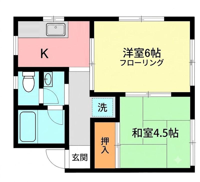 サンヒルズ(2K/1階)の間取り写真