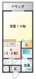 アビーロード(1K/3階)の間取り写真