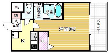 ゲートコート大阪福島(1K/13階)の間取り写真