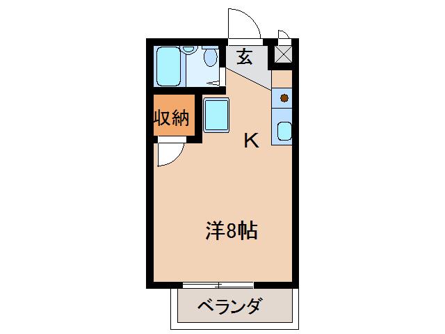 ダイヤモンドハウス(ワンルーム/1階)の間取り写真