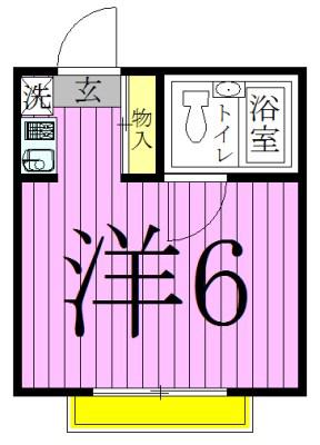 ホワイトハウスフジミA(ワンルーム/1階)の間取り写真