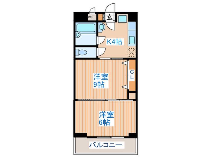 アーバンハイツ中野栄(2K/5階)の間取り写真