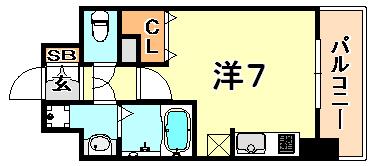 パシフィックレジデンス神戸八幡通(ワンルーム/3階)の間取り写真