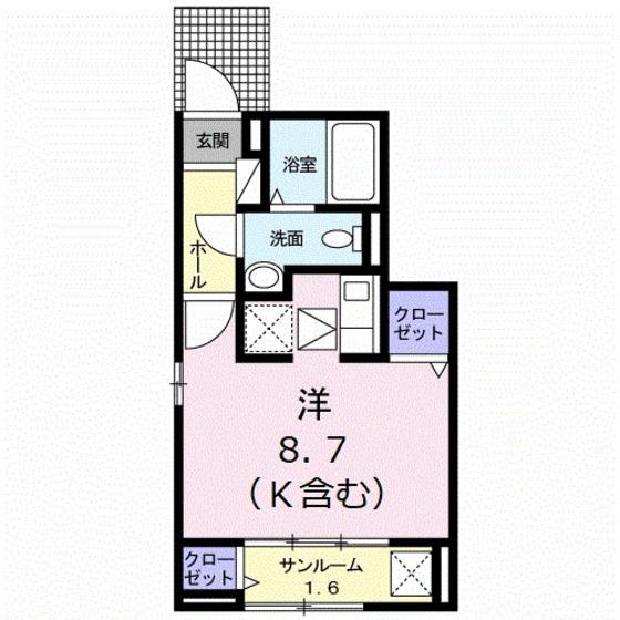 ヤマコウバシ(ワンルーム/1階)の間取り写真